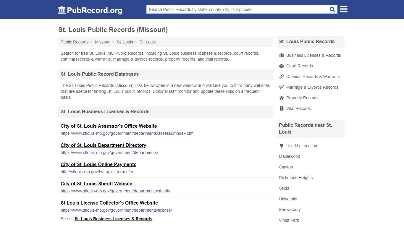 Free St. Louis Public Records (Missouri Public Records) - PubRecord.org